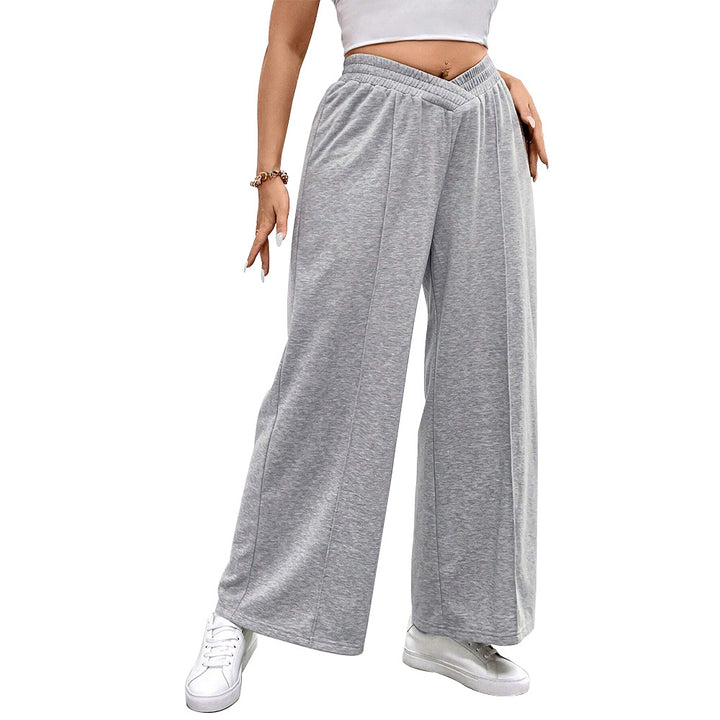 Damen weit geschnittene Freizeithose mit elastischem Bund und Cross-Over-Design Drune
