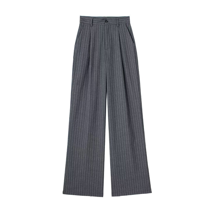 Damen Weite Highwaist-Bundfaltenhose mit Bügelfalte und seitlichen Eingrifftaschen Drune