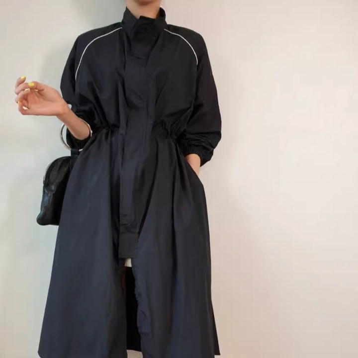 Damen Leichter Windbreaker-Mantel mit taillierendem Tunnelzug und Raglanärmeln Drune