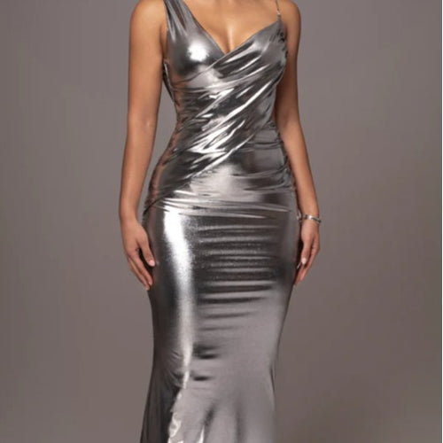 Damen Glamouröses Maxikleid mit figurformendem Schnitt und schimmerndem Stoff Drune