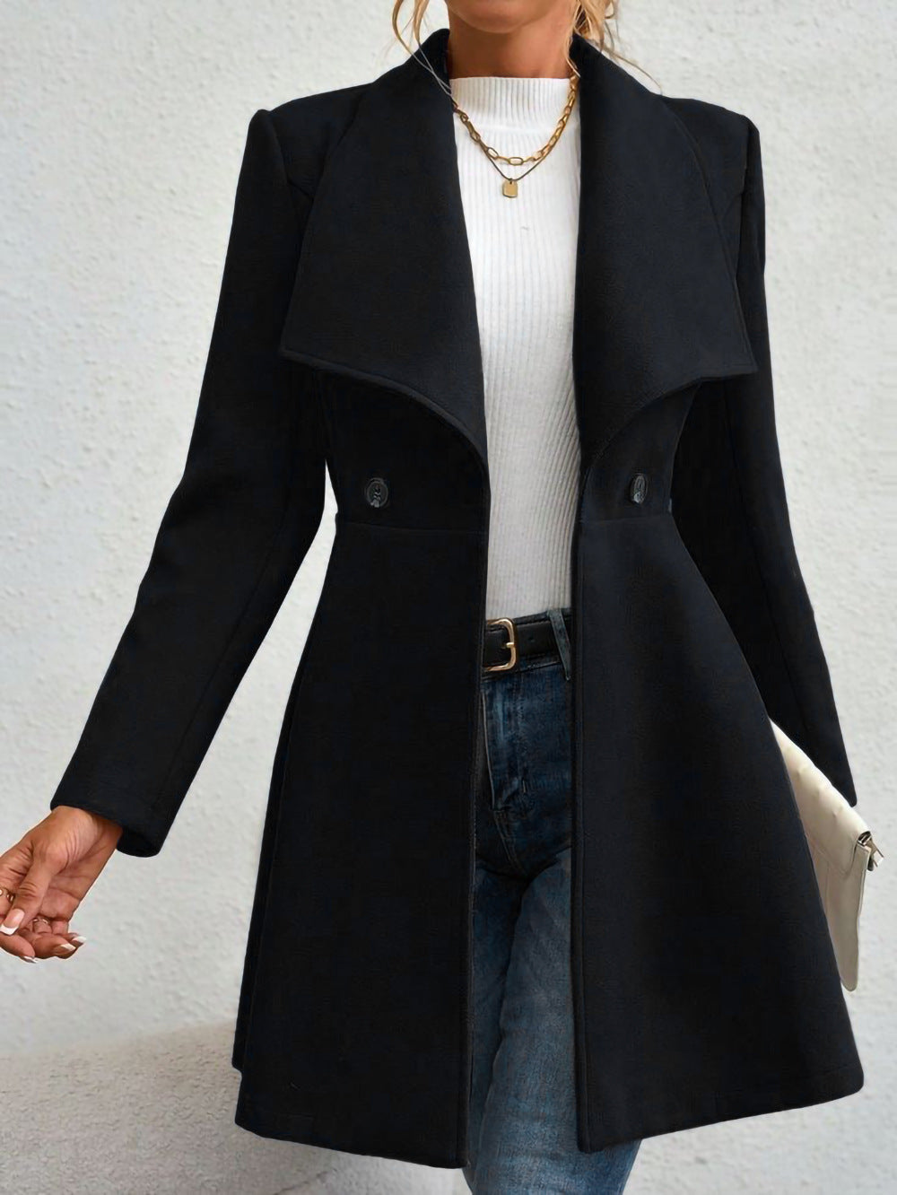 Damen Trendige Finelapel-Manteljacke Drune