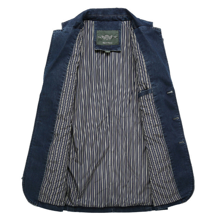 Herren nan Jeansblazer im Tailored-Schnitt mit aufgesetzten Taschen und elastischem Denim Drune