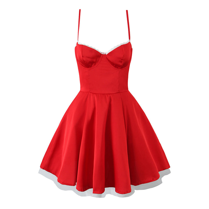 Damen romantisches Spitzenkleid mit trägerlosem Design Drune
