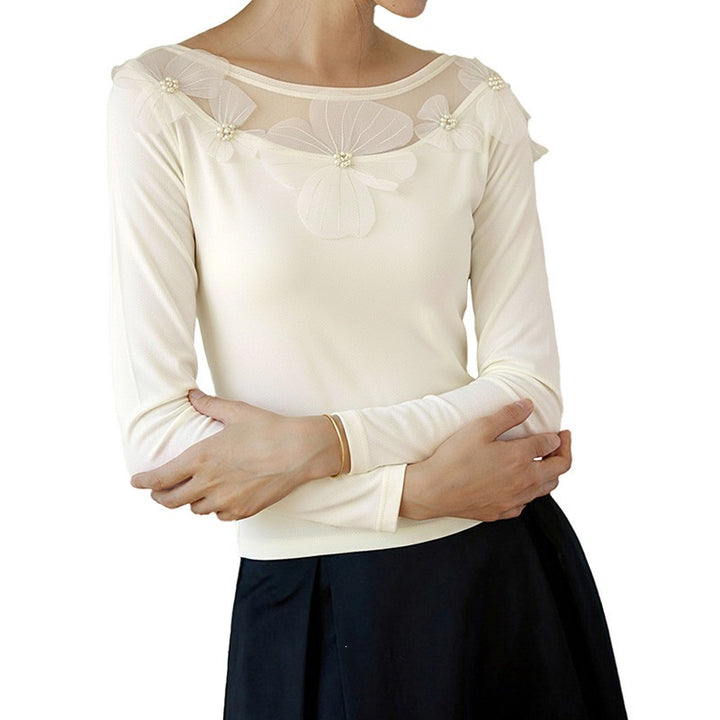 Damen Elegantes Oberteil mit floralen Akzenten Drune