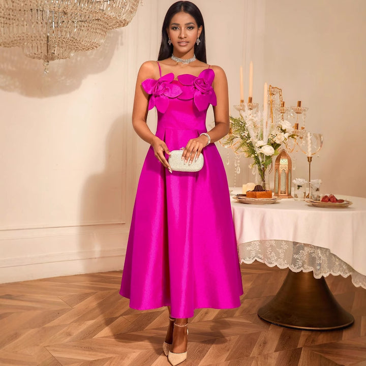 Damen festliches Maxikleid mit floralen Applikationen und elegantem Schnitt Drune