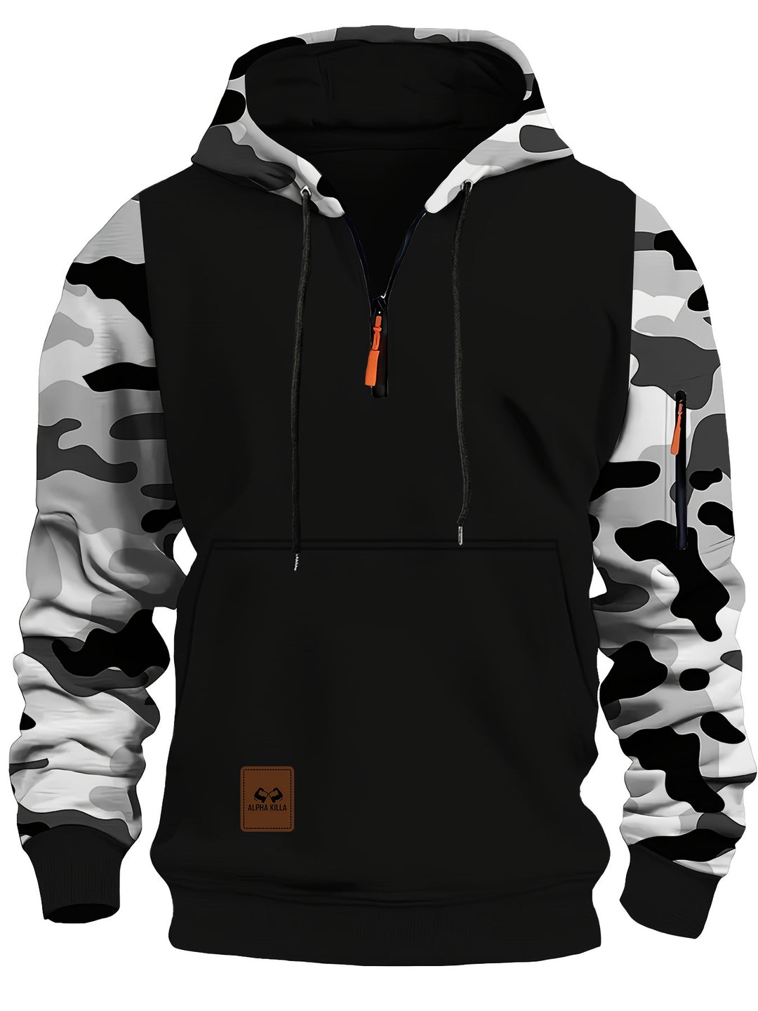 Herren Sportliche Kapuzenjacke mit Camouflage-Ärmeln Drune