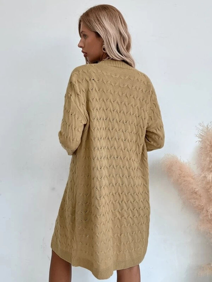 Damen Strickmantel mit raffiniertem Ajourmuster und bequemem Schnitt Drune
