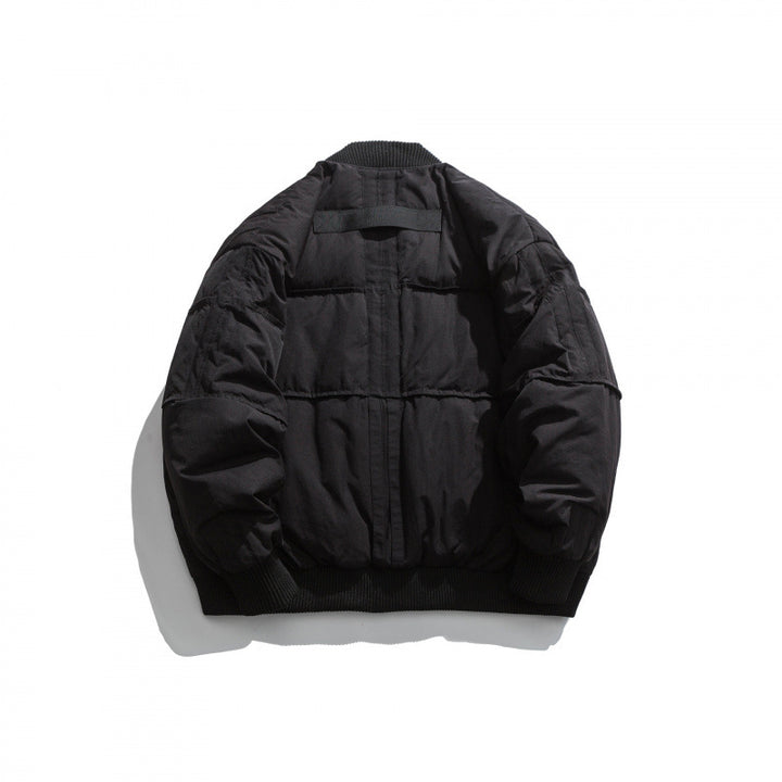 Unisex Boxy wattierte Bomberjacke mit Rippenbündchen und kastiger Silhouette Drune