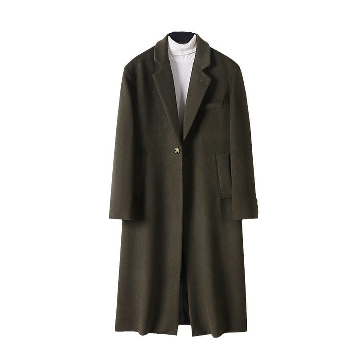 Herren Taillierter Wollmix-Longcoat mit Schalkragen und Ein-Knopf-Verschluss Drune