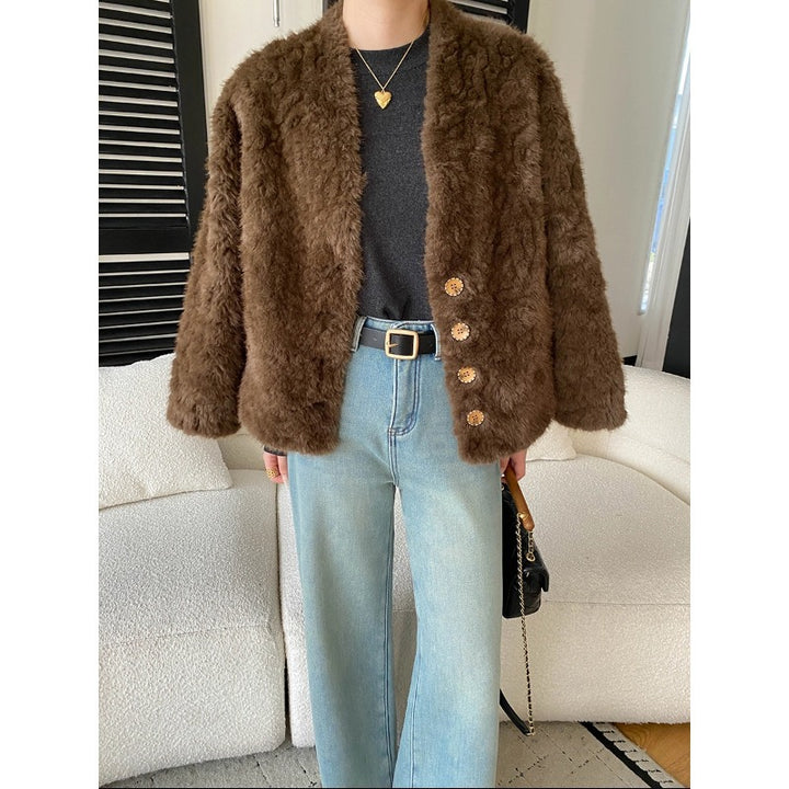 Damen gemütliche Fleecejacke mit knöpfbarem Design Drune