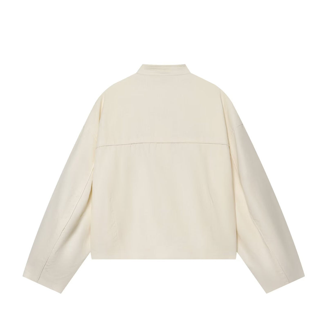 Damen Boxy-Jacke im Mandarin-Stil mit dekorativen Knotenknöpfen Drune