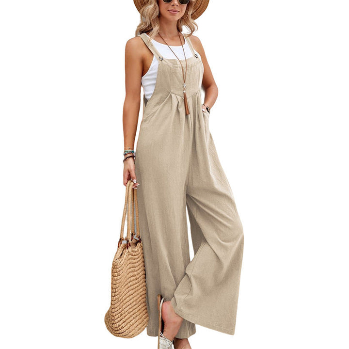 Damen trendiger Jumpsuit mit weitem Bein und verstellbaren Trägern Drune