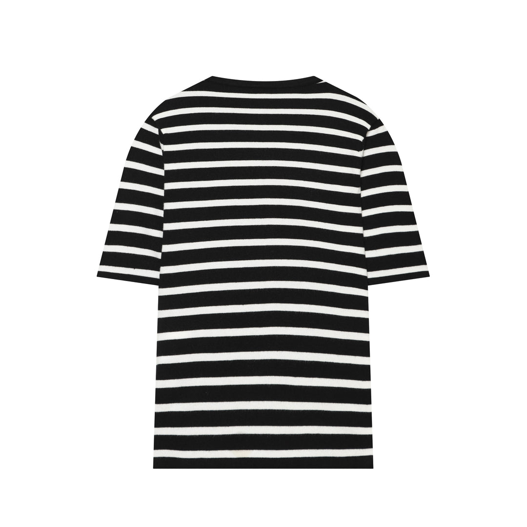 Damen Feinstrick‑Henley mit Knopfleiste und kurzem Ärmel Drune
