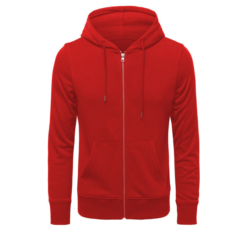 Herren nan schmal geschnittener Zip-Hoodie mit Metall-Reißverschluss, doppellagiger Kapuze und Kängurutasche Drune