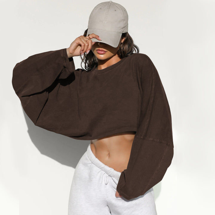 Damen lässiger Crop-Pullover Drune