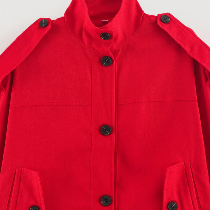 Damen Kurzjacke im Utility-Stil mit Stehkragen und Schulterpatten Drune