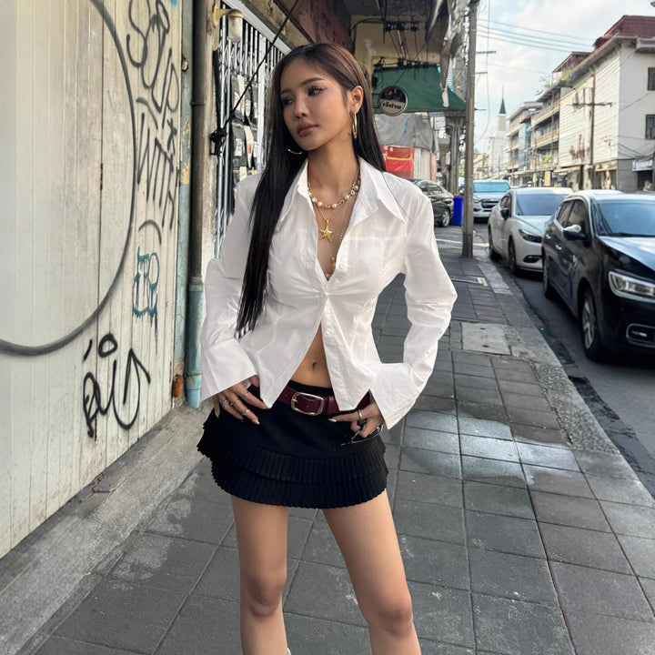 Damen Shirtjacke im urbanen Stil mit modischen Reißverschluss und praktischen Taschen Drune