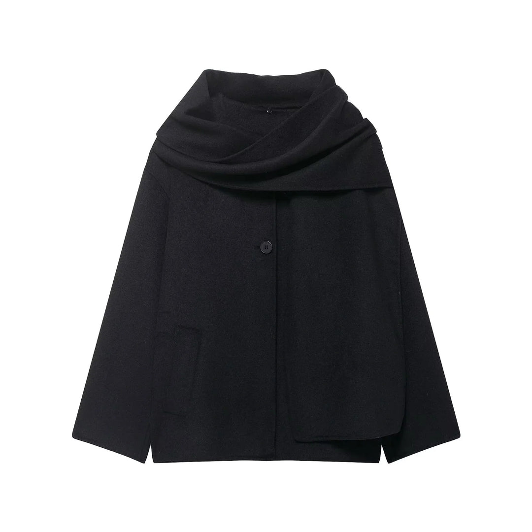 Damen nan Oversize Wollmantel mit voluminösem Schalkragen und verdeckter Knopfleiste Drune