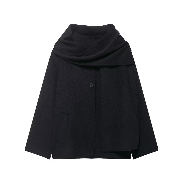 Damen nan Oversize Wollmantel mit voluminösem Schalkragen und verdeckter Knopfleiste Drune