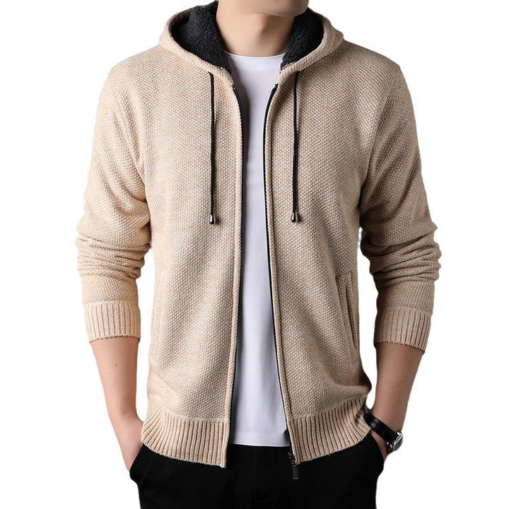 Herren modische Strickjacke mit Kapuze und weich gefüttertem Innenfutter Drune
