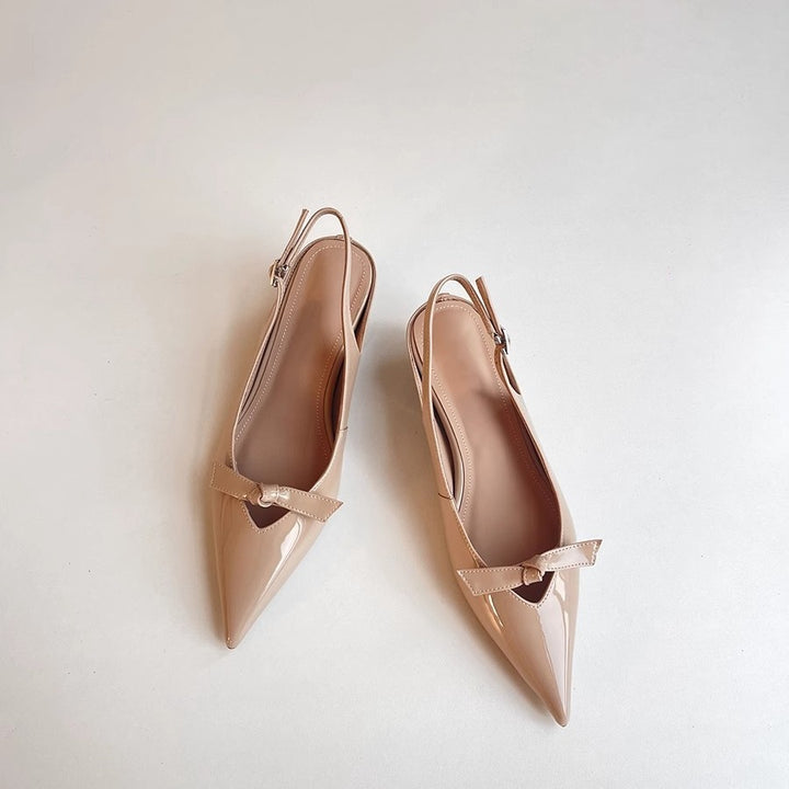 Damen Slingback Ballerinas mit spitzer Zehenpartie und dekorativem Bogen Drune