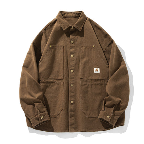 Unisex Overshirt im Workwear‑Stil mit Druckknopfleiste und vier aufgesetzten Taschen Drune