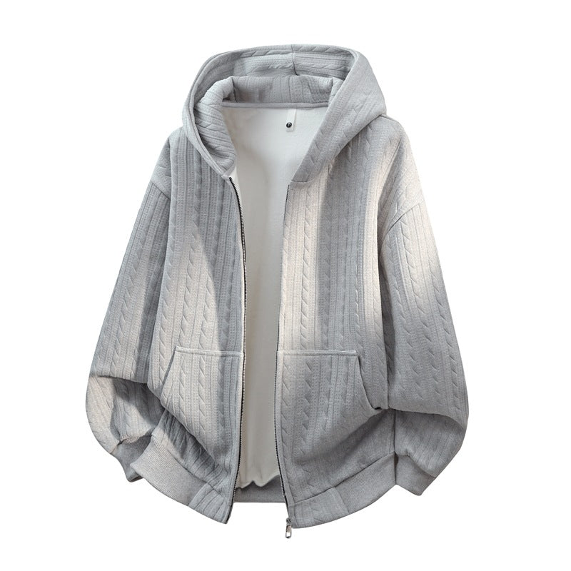 Damen Oversize Strick‑Kapuzenjacke mit Zopfmuster, Reißverschluss & Kängurutaschen Drune