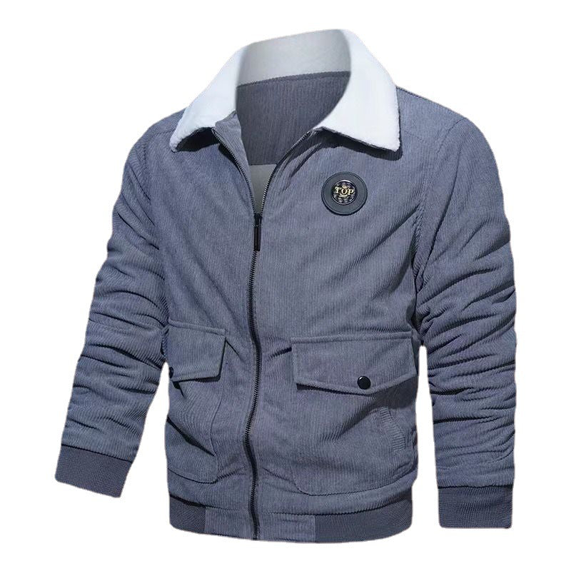Herren Cord-Blouson mit Teddyfutter, Pattentaschen und Stehkragen Drune