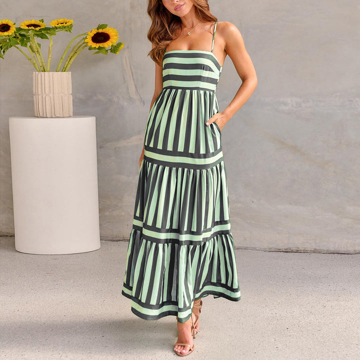 Damen Maxikleid mit schmalen Trägern und gestreiftem Design Drune