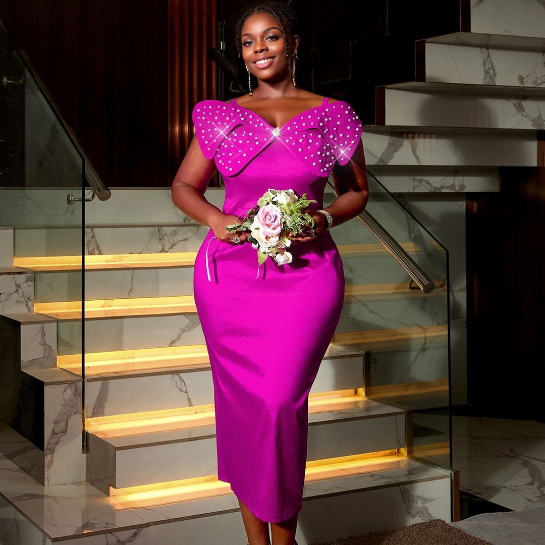 Damen Abendkleid mit auffälligen Rüschen und Glitzer-Details Drune