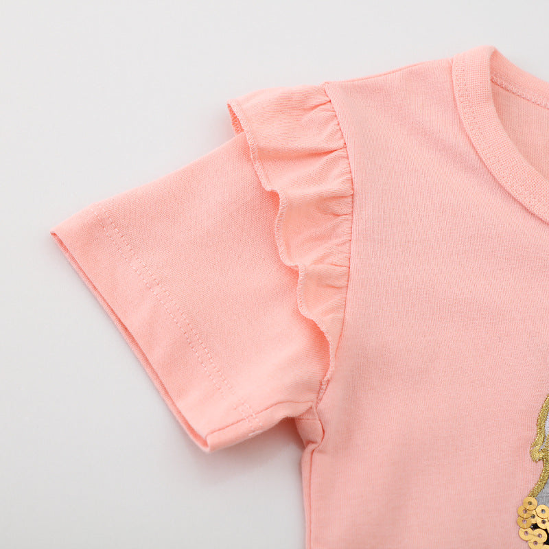 Mädchen T-Shirt mit verspieltem Einhorn-Design und Rüschendetails Drune