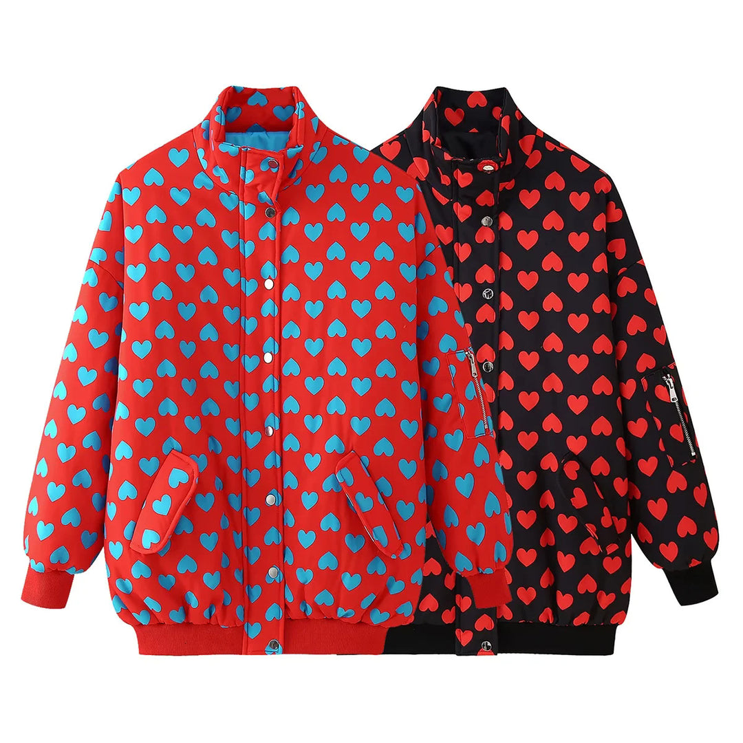 Damen nan gesteppte Oversize-Bomberjacke mit Stehkragen, elastischen Bündchen und Ärmeltasche Drune