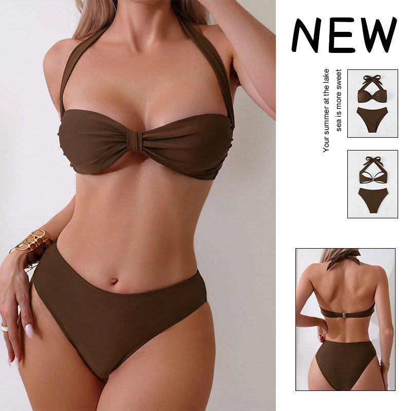 Damen Bikini-Set mit elegantem Knoten-Design und hoch geschnittenem Slip Drune