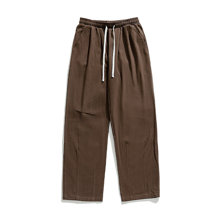 Unisex Locker geschnittene Baumwoll‑Leinen Freizeit‑Hose mit elastischem Kordelzugbund und Seitentaschen Drune
