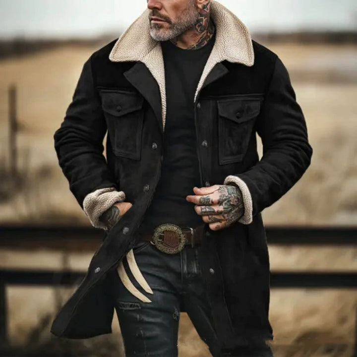 Drune | Mid-Length Tailored Jacket - Schafslederkragen Button Front Jacket