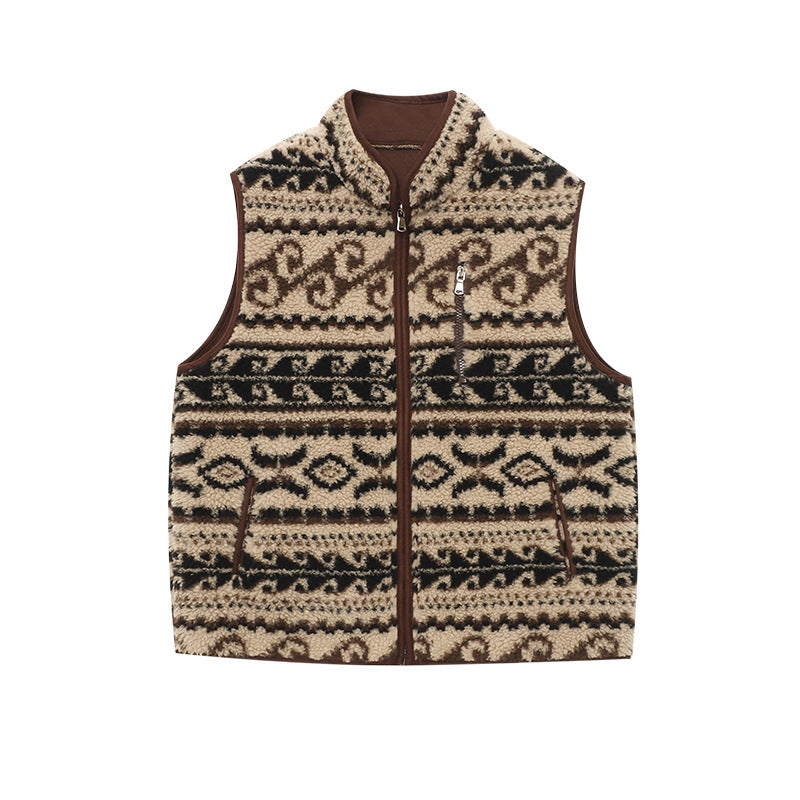 Damen Fleece-Weste mit floralem Muster und praktischen Taschen Drune