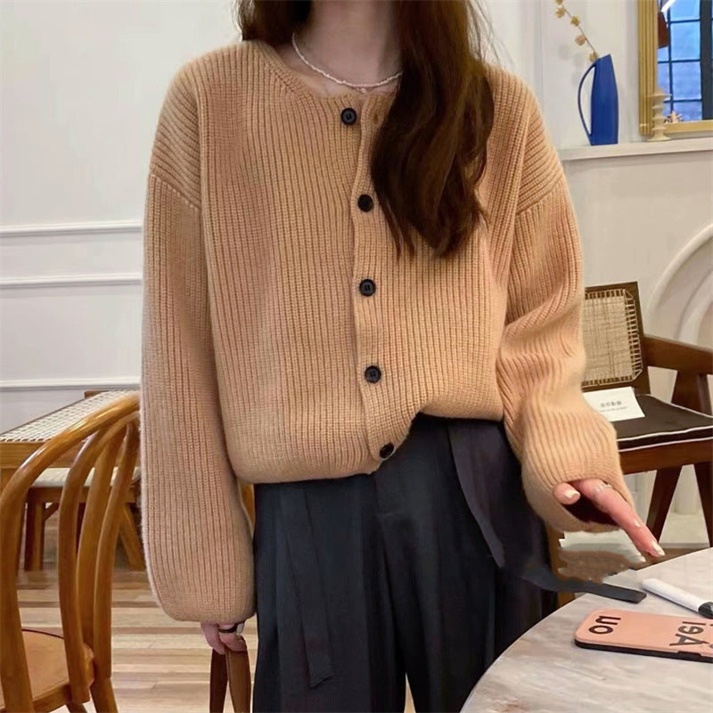 Damen lässiger Strickcardigan mit dekorativen Knopfdetails und weitem Schnitt Drune