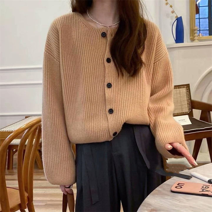Damen lässiger Strickcardigan mit dekorativen Knopfdetails und weitem Schnitt Drune