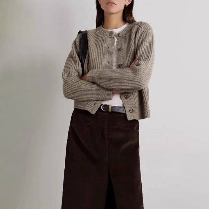 Damen Langer Cordrock mit Hohem Schlitz Drune