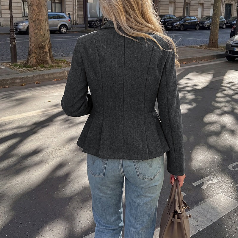 Damen Eleganter Blazer mit Rüschendetails Drune