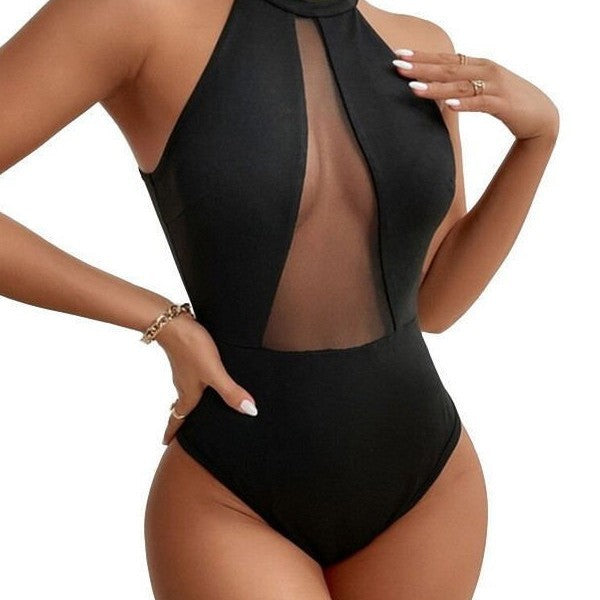 Damen Einteiler mit transparenten Einsätzen Drune