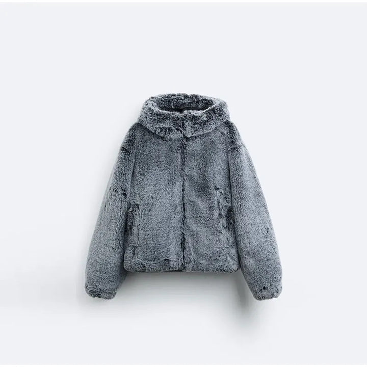 Damen Flauschige Teddyjacke mit hohem Kragen und praktischen Taschen Drune