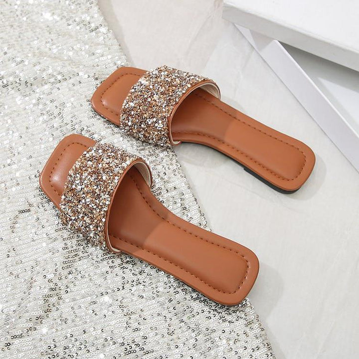 Damen Glamouröse Riemchen-Pantoletten mit funkelnder Strass-Applikation Drune