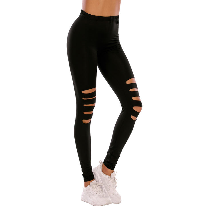 Damen Modische Leggings mit Cut-Outs im Leopardenmuster Drune