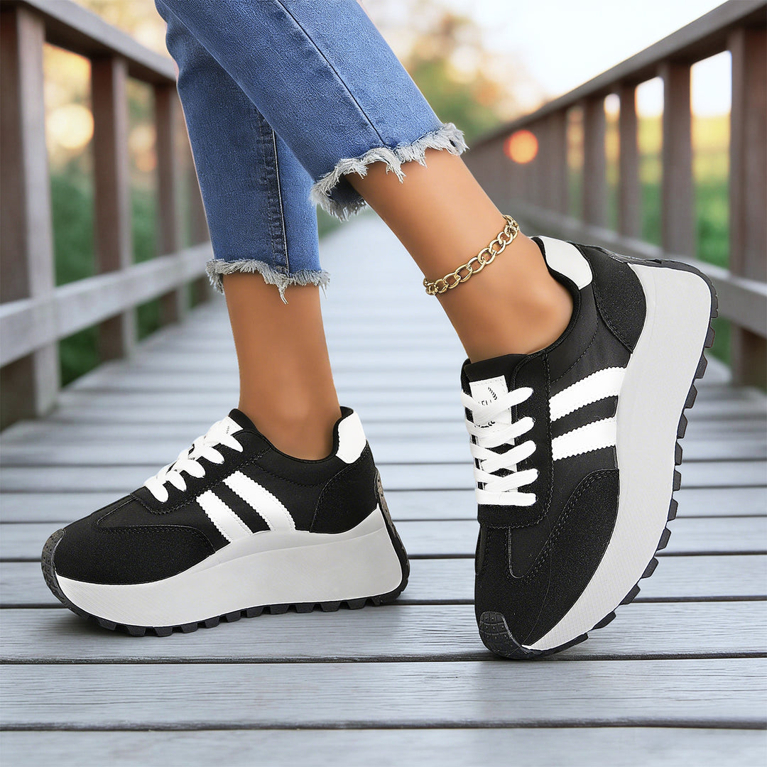 Damen nan Plateau-Chunky-Sneaker mit verstärkter Zehenkappe, profilierter Gummilaufsohle und stoßdämpfender EVA-Zwischensohle Drune