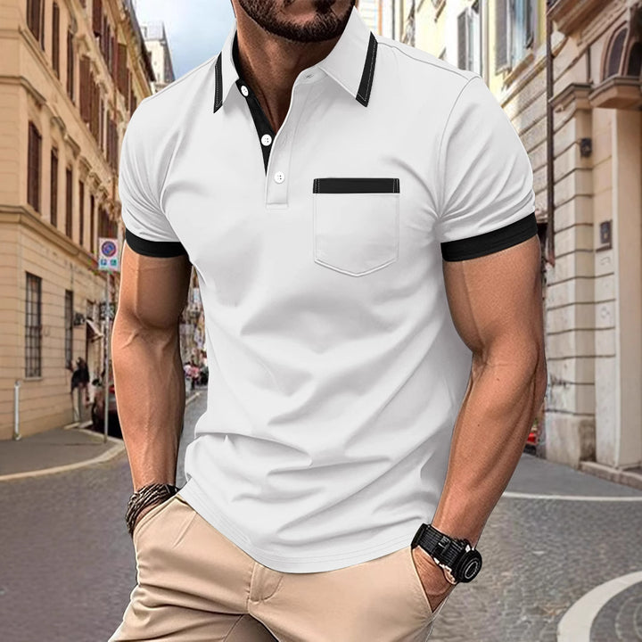 Herren modernes Polo-Shirt mit Kontrastkragen Drune