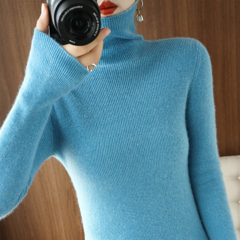 Damen Schmaler Rollkragenpullover aus Kaschmir‑Mix mit extralangem Ärmelabschluss Drune