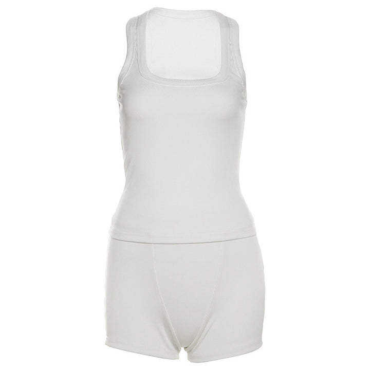 Damen Sportliches Loungewear-Set mit ärmellosem Oberteil und Shorts Drune