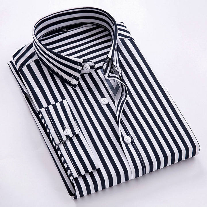 Herren nan gestreiftes Businesshemd mit Button-Down-Kragen und taillierter Silhouette Drune