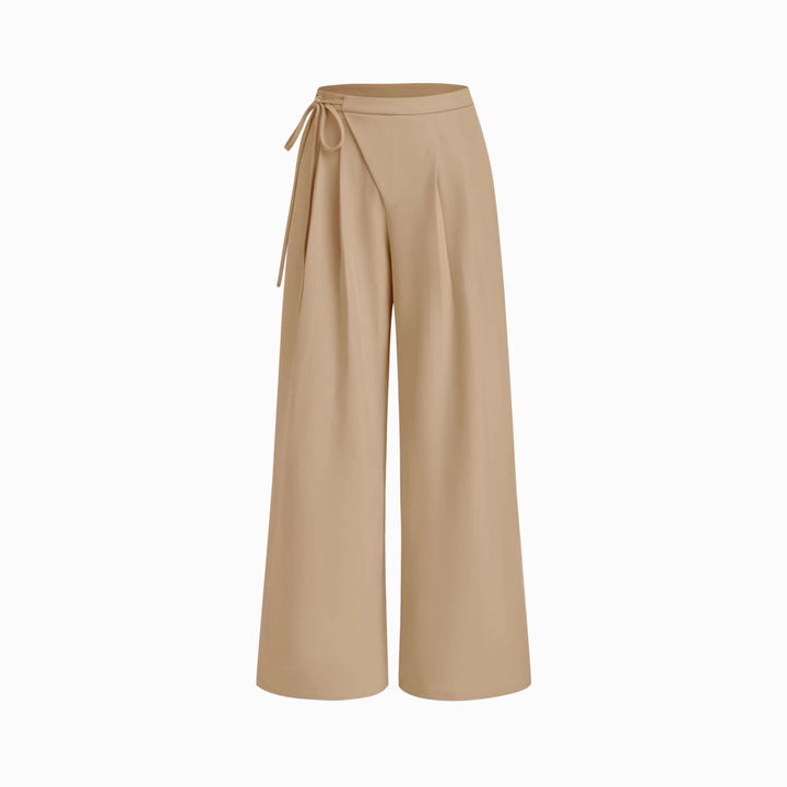 Damen Weite Nadelstreifen-Hose mit Wickel-Taille Drune